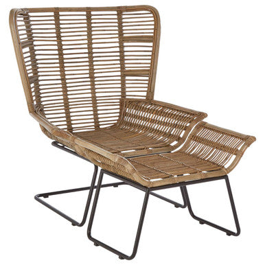Manado Natural Kubu Rattan Lounge Chair and Footstool