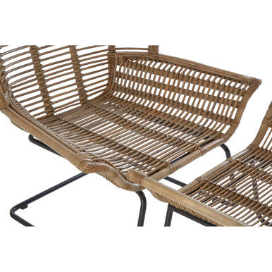 Manado Natural Kubu Rattan Lounge Chair and Footstool