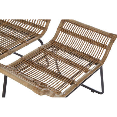 Manado Natural Kubu Rattan Lounge Chair and Footstool