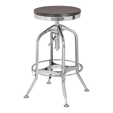 Gator Black Ash Wood and Chrome Finish Adjustable Bar Stool