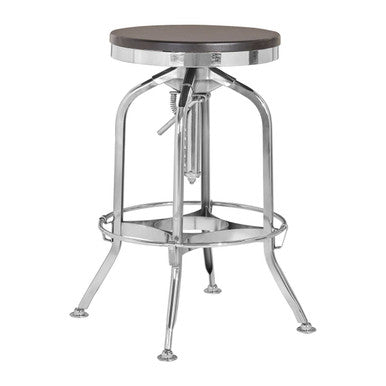 Gator Black Ash Wood and Chrome Finish Adjustable Bar Stool