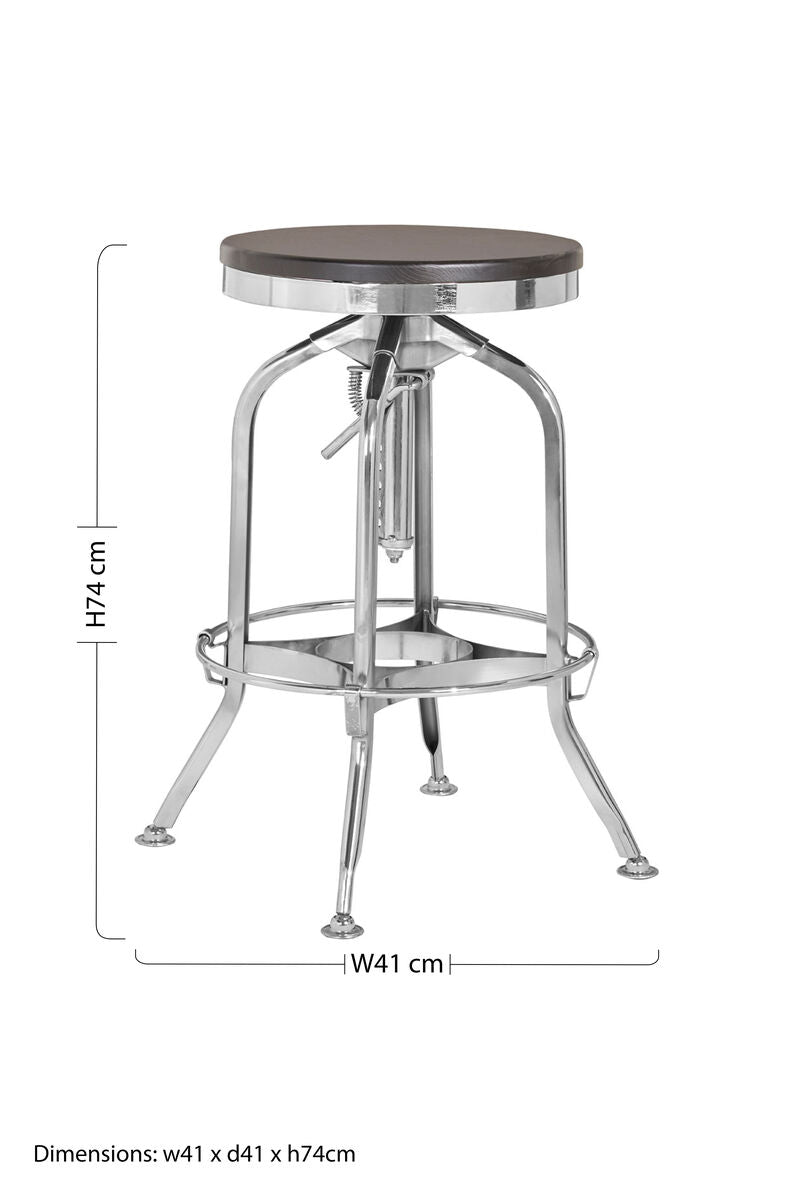 Gator Black Ash Wood and Chrome Finish Adjustable Bar Stool