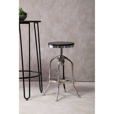 Gator Black Ash Wood and Chrome Finish Adjustable Bar Stool