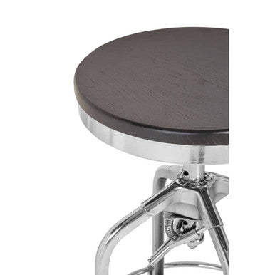 Gator Black Ash Wood and Chrome Finish Adjustable Bar Stool