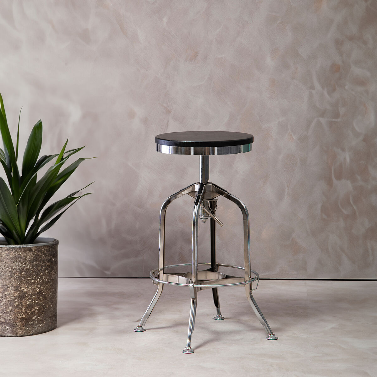 Gator Black Ash Wood and Chrome Finish Adjustable Bar Stool