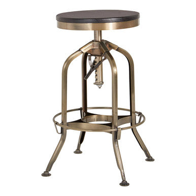 Gator Black Ash Wood and Brass Finish Adjustable Bar Stool