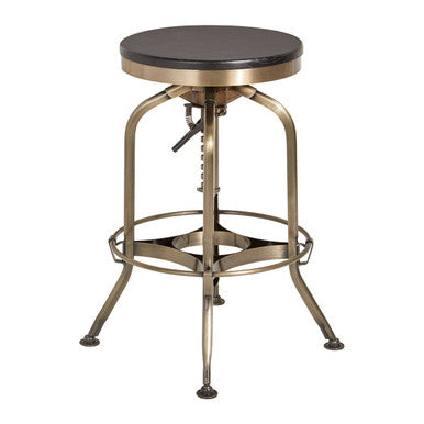 Gator Black Ash Wood and Brass Finish Adjustable Bar Stool