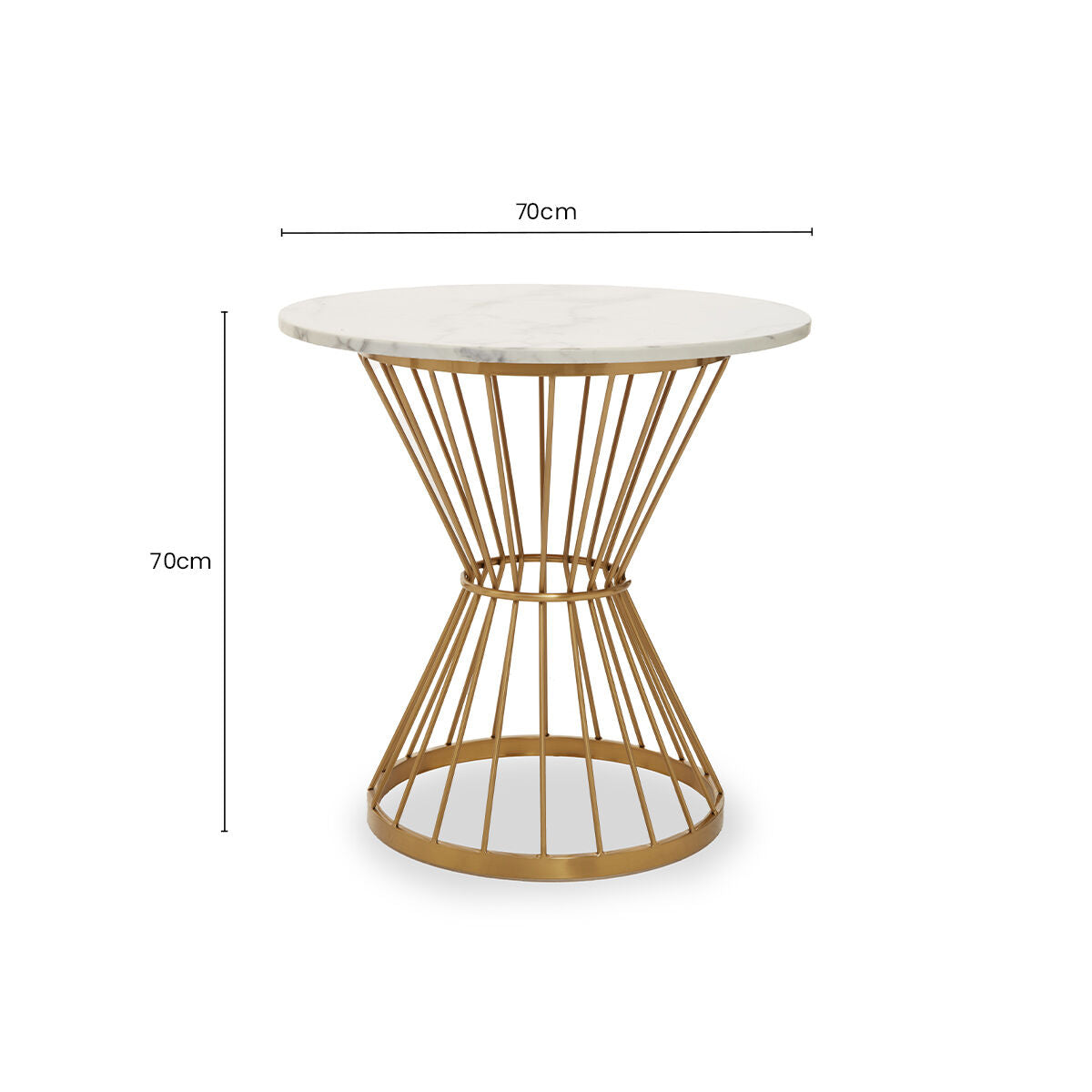 Anzio White Marble Round Dining Table with Gold Hourglass Base