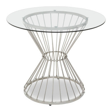 Anzio Clear Glass Round Dining Table with Silver Finish Base