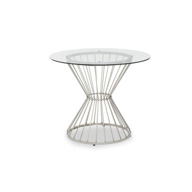 Anzio Clear Glass Round Dining Table with Silver Finish Base