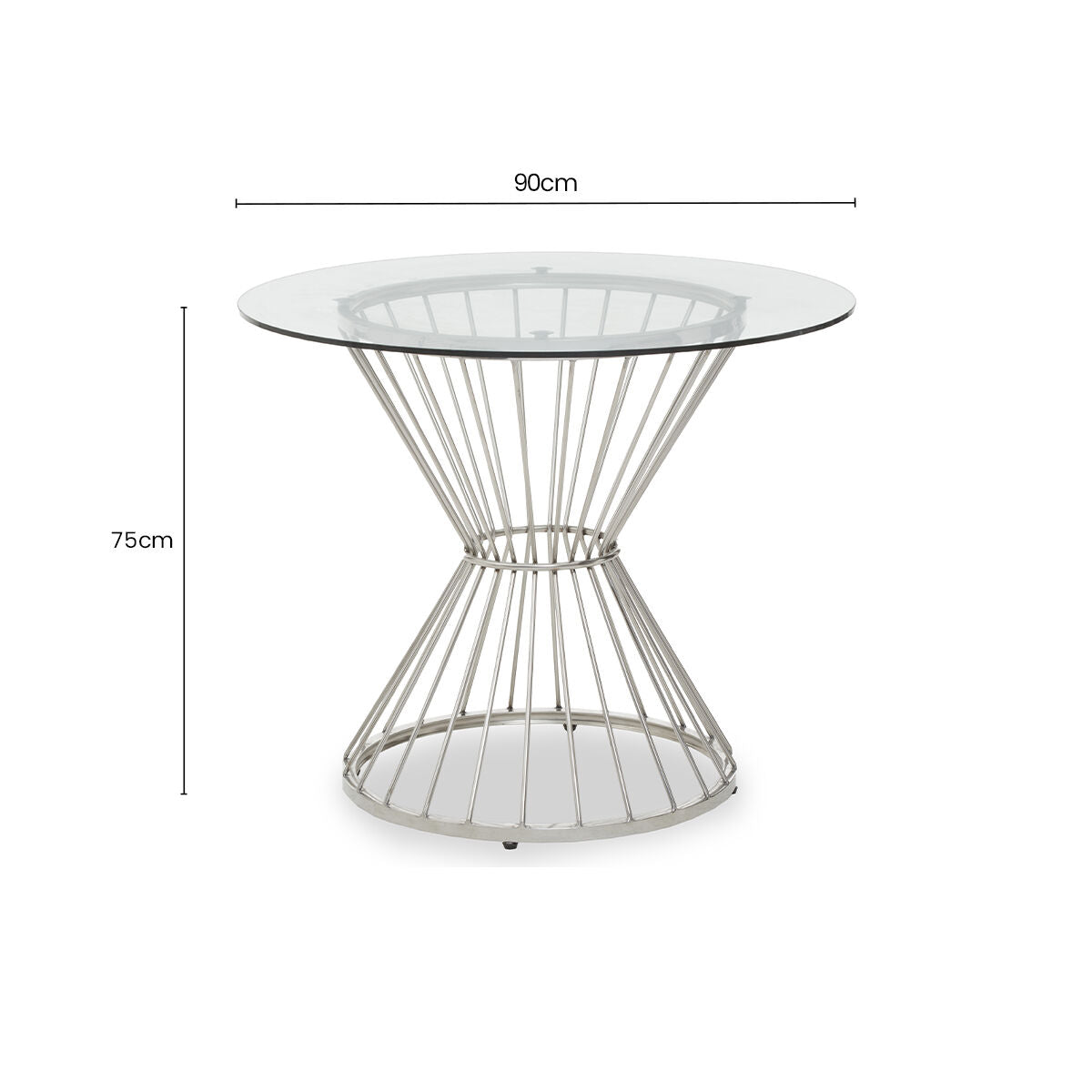 Anzio Clear Glass Round Dining Table with Silver Finish Base