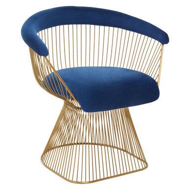 Anzio Navy Blue Velvet Chair with Brushed Gold Frame