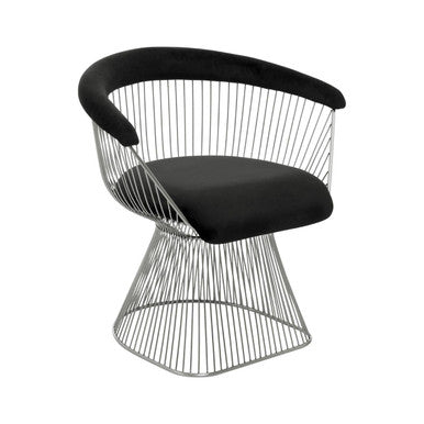 Anzio Black Velvet Chair with Brushed Silver Finish Frame