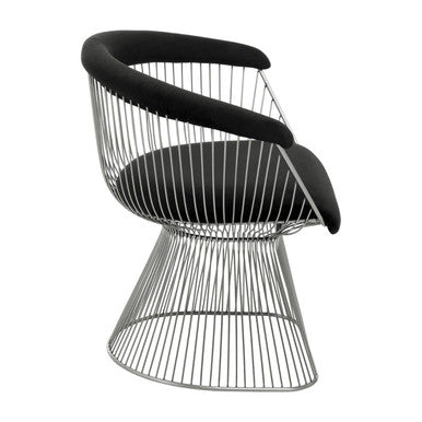 Anzio Black Velvet Chair with Brushed Silver Finish Frame