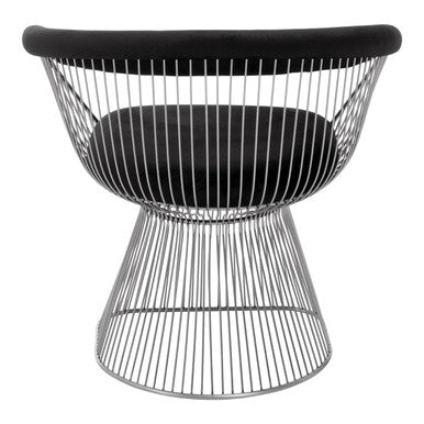 Anzio Black Velvet Chair with Brushed Silver Finish Frame