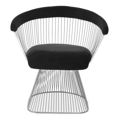 Anzio Black Velvet Chair with Brushed Silver Finish Frame