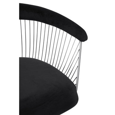 Anzio Black Velvet Chair with Brushed Silver Finish Frame