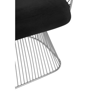 Anzio Black Velvet Chair with Brushed Silver Finish Frame