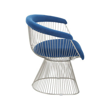 Anzio Navy Blue Velvet Chair with Brushed Silver Finish Frame