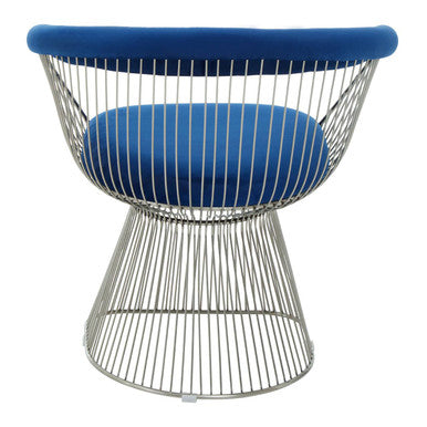 Anzio Navy Blue Velvet Chair with Brushed Silver Finish Frame