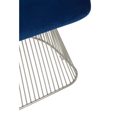 Anzio Navy Blue Velvet Chair with Brushed Silver Finish Frame