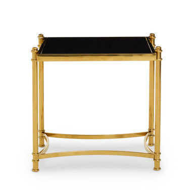 Ackley Gold Stainless Steel Side Table with Black Glass Top