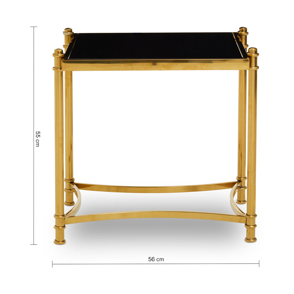 Ackley Gold Stainless Steel Side Table with Black Glass Top