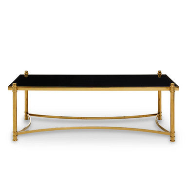 Ackley Black Glass and Gold Finish Rectangular Coffee Table