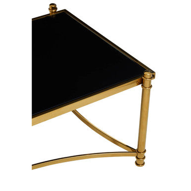 Ackley Black Glass and Gold Finish Rectangular Coffee Table