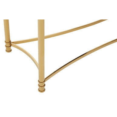 Ackley Gold Metal Console Table with Black Glass Top