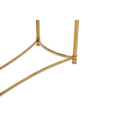 Ackley Gold Metal Console Table with Black Glass Top