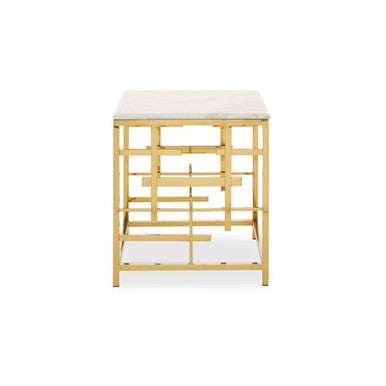 Aprilia White Marble Side Table with Gold Finish Frame