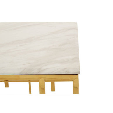 Aprilia White Marble Side Table with Gold Finish Frame