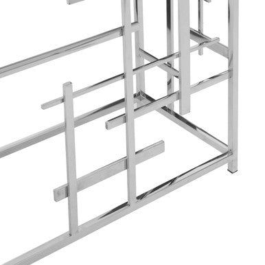 Aprilia Black Marble Console Table with Silver Finish Frame