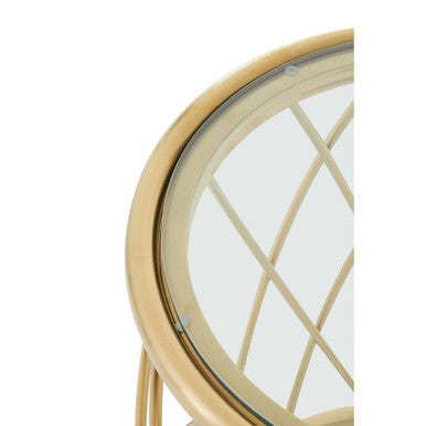 Ackley Gold Metal  Side Table with Clear Glass Top