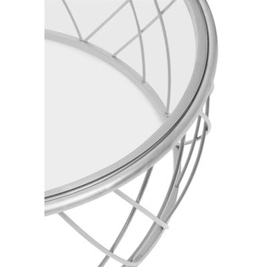 Ackley Clear Glass and Silver Finish Round Coffee Table