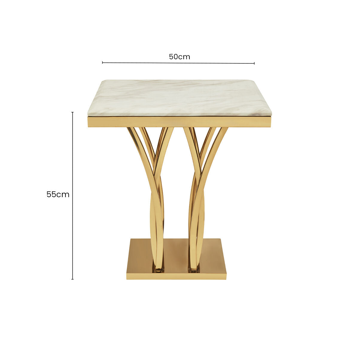 Arenza White Marble Side Table with Gold Finish Frame
