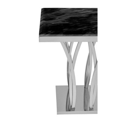 Arenza Black Marble Side Table with Silver Finish Frame