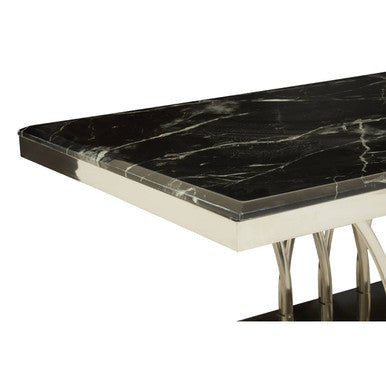 Arenza Black Marble Coffee Table with Silver Finish Frame