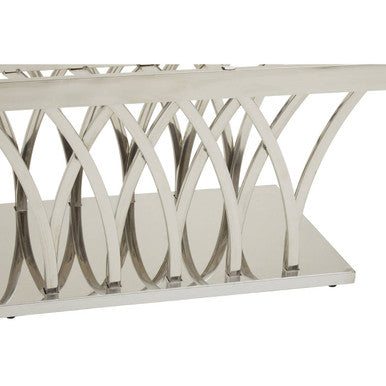 Arenza Black Marble Coffee Table with Silver Finish Frame