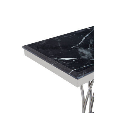 Arenza Black Marble Console Table with Silver Finish Frame