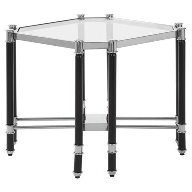 Allessi Clear Glass and Chrome Finish Side Table with Black Legs