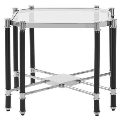 Allessi Clear Glass and Chrome Finish Side Table with Black Legs