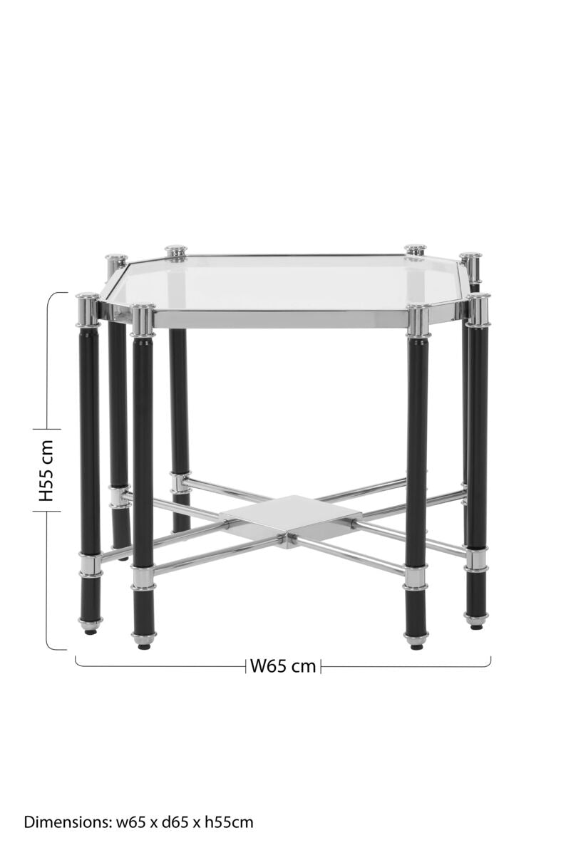 Allessi Clear Glass and Chrome Finish Side Table with Black Legs