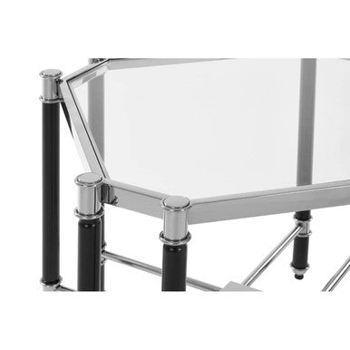 Allessi Clear Glass and Chrome Finish Side Table with Black Legs