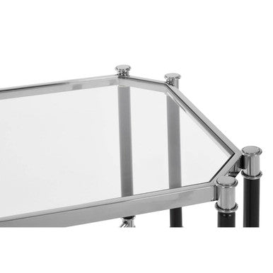 Allessi Clear Glass and Chrome Finish Side Table with Black Legs