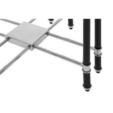 Allessi Clear Glass and Chrome Finish Side Table with Black Legs
