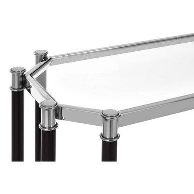 Allessi Clear Glass and Chrome Finish Console Table with Black Legs