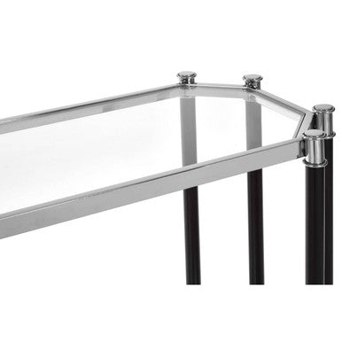 Allessi Clear Glass and Chrome Finish Console Table with Black Legs