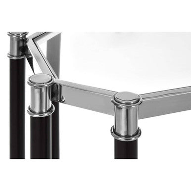 Allessi Clear Glass and Chrome Finish Console Table with Black Legs